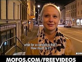 Cute towheaded Czech schoolgirl is paid for fuckfest in public
