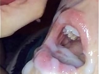 takes gigantic jizm in gullet in slow-motion