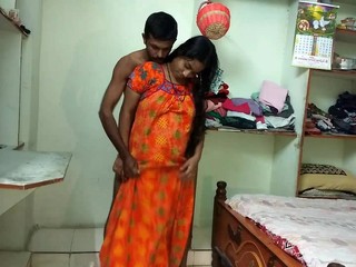 Telugu wifey performs oral fucky-fucky on her spouse in the kitchen