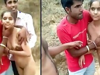 Nude village nubile caught outdoors with paramour in Desi mms tweak