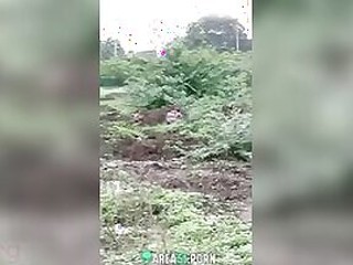 Spycam gripped Aunt-in-law Desi urinating in greenery in Hardcore video MMS