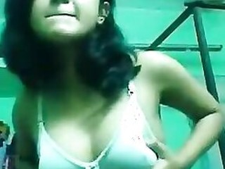 Youthful Unprofessional Teenage Dame Strips In Front of Paramour On Web cam