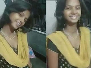 Desi girl's hidden cleavage draws attention to her kissable lips
