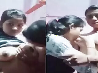 Young lesbian sisters play gargling knockers