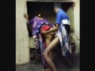 Innocent aunty in saree gets nailed from behind