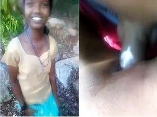 Rustic paramour  Desi outdoors and spunks on her pussy