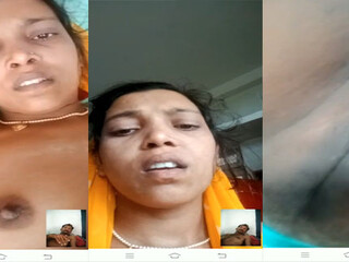 Desi village bhabhi Bhabha flaunts her yam-sized boobs and pussy in a live