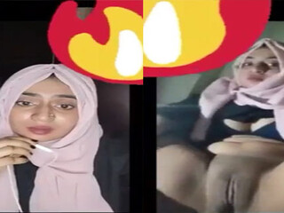 Bangladeshi girl in hijab elations herself with thumbs